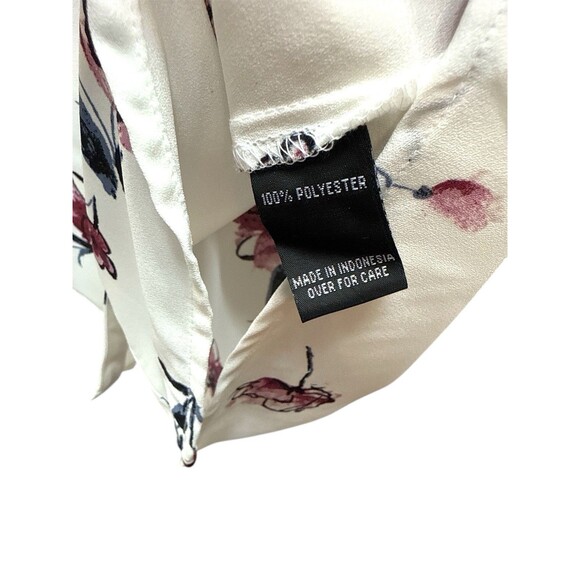 New BCX Floral Button-Down Blouse With Roll-Up Sleeves Medium White Pink Sheer - Picture 7 of 11